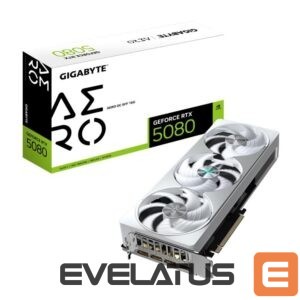Vaizdo plokštės / Vaizdo plokštės Gigabyte  Graphics Card||NVIDIA GeForce RTX 5080|16 GB|GDDR7|256 bit|PCIE 5.0 16x|GPU 2617 MHz|Dual Slot Fansink|1xHDMI|3xDisplayPort|GV-N5080AEROOC-16GD1.0 