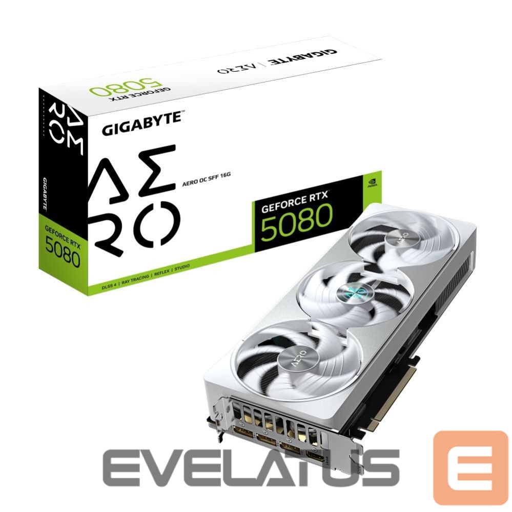 Graafikakaart / ideokaardid Gigabyte Graphics Card||NVIDIA GeForce RTX 5080|16 GB|GDDR7|256 bit|PCIE 5.0 16x|GPU 2617 MHz|Dual Slot Fansink|1xHDMI|3xDisplayPort|GV-N5080AEROOC-16GD1.0