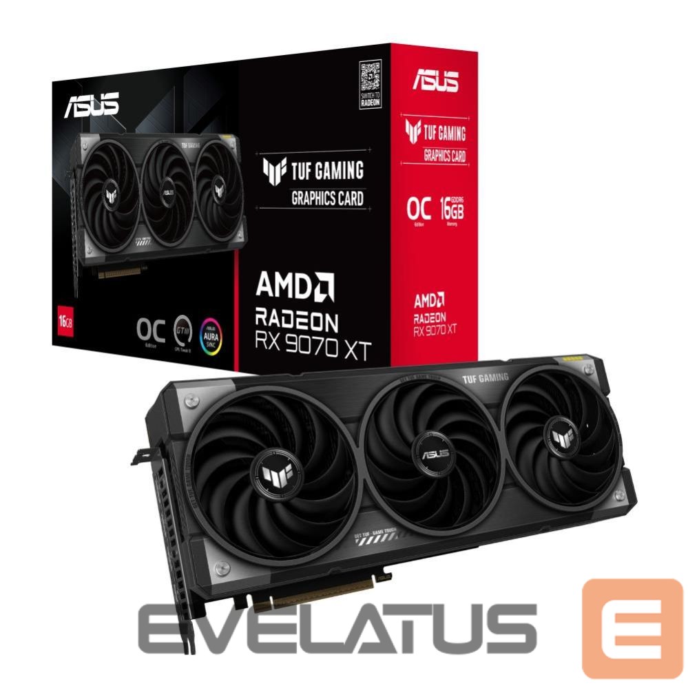 Graafikakaart / ideokaardid Asus Graphics Card||AMD Radeon RX 9070 XT|16 GB|GDDR6|256 bit|PCIE 5.0 16x|Triple slot Fansink|1xHDMI|3xDisplayPort|TUF-RX9070XT-O16G-GAMING
