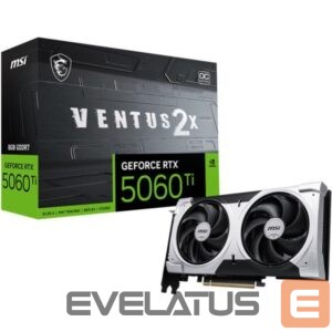 Graafikakaart / ideokaardid MSI  Graphics Card||NVIDIA GeForce RTX 5060 Ti|8 GB|GDDR7|128 bit|PCIE 5.0 16x|Dual Slot Fansink|1xHDMI|3xDisplayPort|5060TI8GVENTUS2XOCPL 