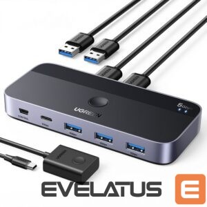 Converter Ugreen  Ugreen CM662 USB 3.0 switch 2-in-4 switch + 2x USB-A cable - black 