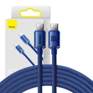 Kabelis Baseus  Baseus Crystal Shine cable USB-C to USB-C, 100W, 2m (blue) 