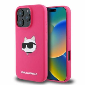Nugarėlės dėklai Karl Lagerfeld  Karl Lagerfeld Silicone Choupette Head Print MagSafe iPhone 16 Pro Max Case - Fuchsia 