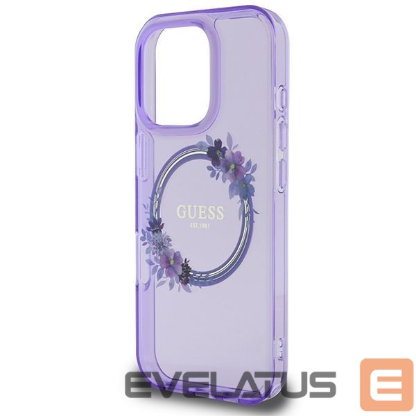 Other Phone Accessory Guess Guess IML Flowers Wreath MagSafe iPhone 16 Pro Case - Purple