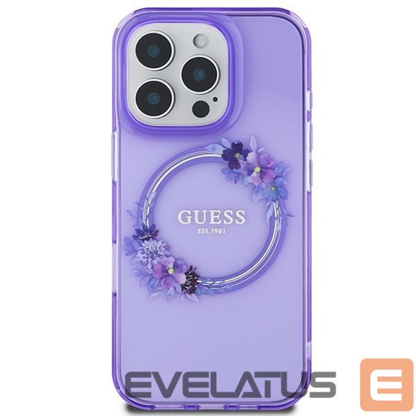 Other Phone Accessory Guess Guess IML Flowers Wreath MagSafe iPhone 16 Pro Case - Purple