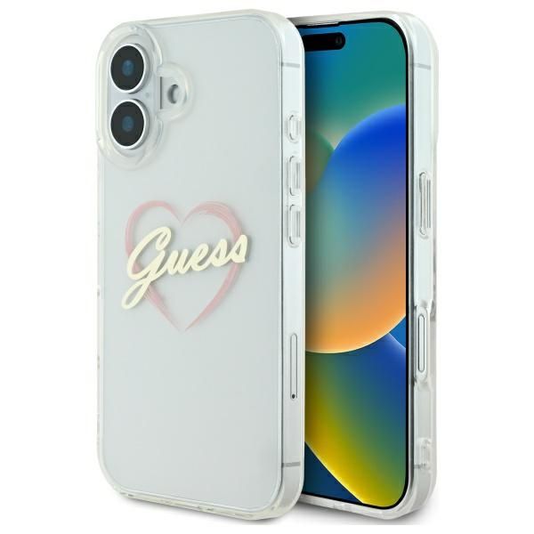 Other Phone Accessory Guess Guess IML Heart Case for iPhone 16 plus - Transparent