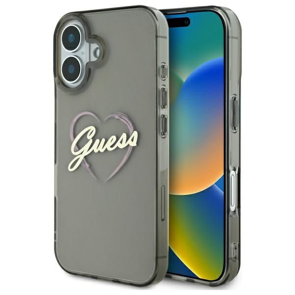 Other Phone Accessory Guess Guess IML Heart iPhone 16 Case - Black