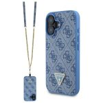 Kitas telefono priedas Guess  Guess Leather Metal Logo Strass Crossbody Case for iPhone 16 - Blue 