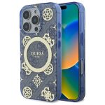 Other Phone Accessory Guess  Guess IML Peony On 4G Background MagSafe Case for iPhone 16 Pro - Blue 