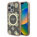 Other Phone Accessory Guess  Guess IML Peony On 4G Background MagSafe Case for iPhone 16 Pro - Brown 