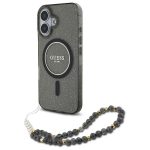 Cits mobilo telefonu aksesuārs Guess  Guess IML Glitter With Pearl Strap MagSafe case for iPhone 16 - black 
