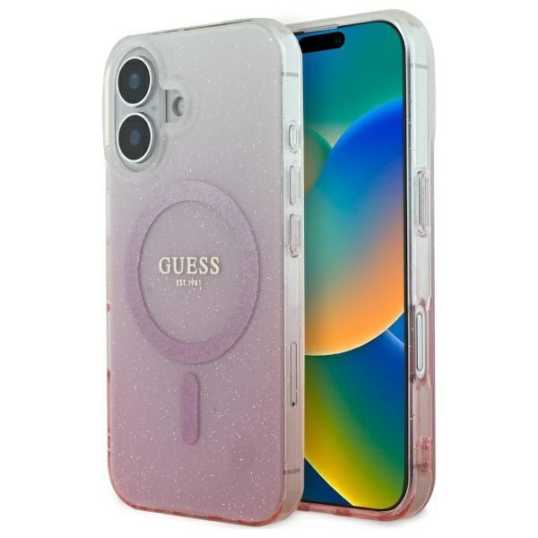 Other Phone Accessory Guess Guess IML Glitter Gradient MagSafe iPhone 16 Case - Pink