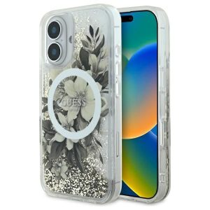 Muu telefoni lisavarustus Guess  Guess Liquid Glitter Flower MagSafe iPhone 16 Case - Beige 
