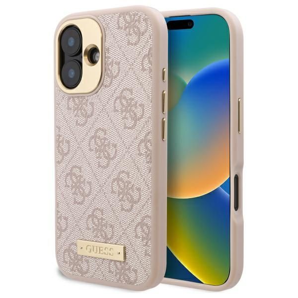 Other Phone Accessory Guess Guess 4G Logo Plate MagSafe iPhone 16 Case - Pink