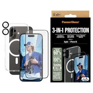 Cits mobilo telefonu aksesuārs Panzer Glass  PanzerGlass Bundle 3in1 iPhone 16 6.1" D3O Hardcase + Screen Protector UWF+ Lens B1291+2861+1283 