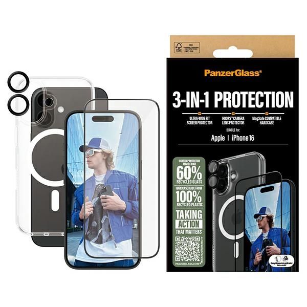 Other Phone Accessory Panzer Glass PanzerGlass Bundle 3in1 iPhone 16 6.1" D3O Hardcase + Screen Protector UWF+ Lens B1291+2861+1283