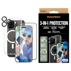 Cits mobilo telefonu aksesuārs Panzer Glass  PanzerGlass Bundle 3in1 iPhone 16 Pro 6.3" D3O Hardcase + Screen Protector UWF+ Lens B1292+2862+1284 