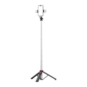 Kaameratarvik Hurtel  Selfie stick WC13YDS telescopic tripod 1.3m with double lamp and phone holder - black 
