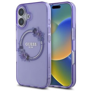 Muu telefoni lisavarustus Guess  Guess IML Flowers Wreath MagSafe iPhone 16 Case - Purple 