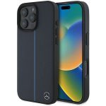 Cits mobilo telefonu aksesuārs Mercedes-Benz  Mercedes MB Blue Line Leather MagSafe Case for iPhone 16 Pro Max - Navy Blue 