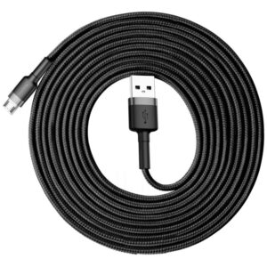 Cable Baseus  Baseus Cafule Cable durable nylon cable USB / micro USB 2A 3M black-gray (CAMKLF-HG1) 