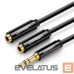 Кабель Ugreen  cable 3.5 mm headphone splitter mini jack AUX 25cm black (20816) Black