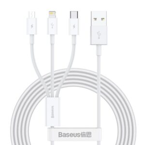 Cable Baseus  Baseus Superior 3in1 USB Cable - Lightning / USB Type C / Micro USB 3.5 A 1.5 m White (CAMLTYS-02) 