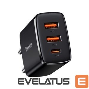 Adapteris Baseus  Baseus Compact fast charger 2x USB / USB Type C 30W 3A Power Delivery Quick Charge black (CCXJ-E01)