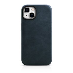 Aizmugurējais vāciņš iCarer  iCarer Oil Wax Premium Leather Case iPhone 14 Magnetic Leather Case with MagSafe Dark Blue (WMI14220701-BU) 