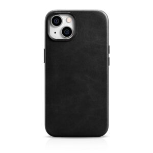 Aizmugurējais vāciņš iCarer  iCarer Oil Wax Premium Leather Case iPhone 14 Plus Magnetic Leather Case with MagSafe Black (WMI14220703-BK) 
