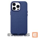 Nugarėlės dėklai iCarer  iCarer Case Leather Cover Genuine Leather Case for iPhone 14 Pro Max blue (WMI14220708-BU) (MagSafe compatible) 