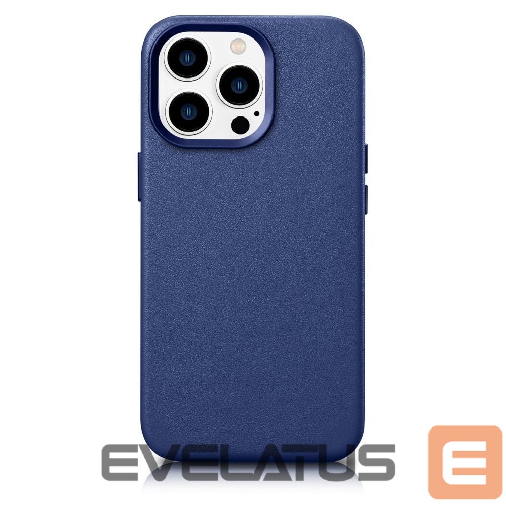 Aizmugurējais vāciņš iCarer iCarer Case Leather Cover Genuine Leather Case for iPhone 14 Pro Max blue (WMI14220708-BU) (MagSafe compatible)