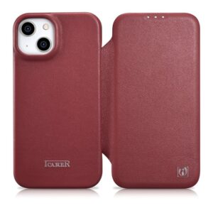 Aizmugurējais vāciņš iCarer  iCarer CE Premium Leather Folio Case iPhone 14 Plus Magnetic Flip Leather Folio Case MagSafe Red (WMI14220715-RD) 