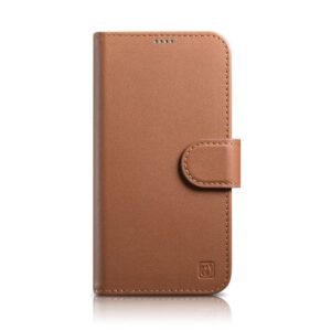 Aizmugurējais vāciņš iCarer  iCarer Wallet Case 2in1 iPhone 14 Pro Leather Flip Case Anti-RFID brown (WMI14220726-BN) 