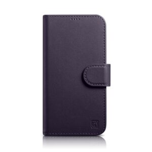 Aizmugurējais vāciņš iCarer  iCarer Wallet Case 2in1 Cover iPhone 14 Pro Anti-RFID Leather Flip Case Dark Purple (WMI14220726-DP) 