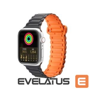 Siksniņa Dux Ducis  Dux Ducis Strap (Armor Version) Apple Watch SE Strap, 9, 8, 7, 6, 5, 4, 3, 2, 1 (41, 40, 38 mm) Silicone Magnetic Band Bracelet Black/Orange 