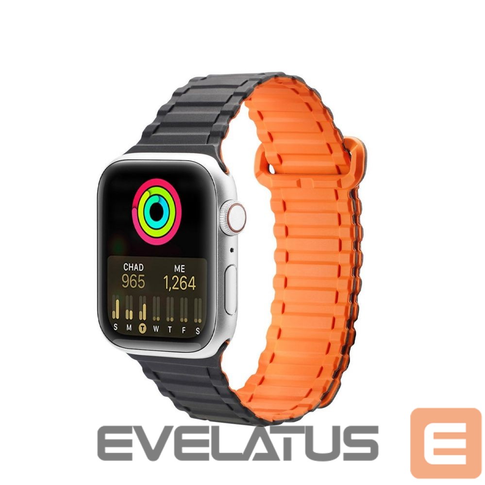 Dirželis Dux Ducis Dux Ducis Strap (Armor Version) Apple Watch SE Strap, 9, 8, 7, 6, 5, 4, 3, 2, 1 (41, 40, 38 mm) Silicone Magnetic Band Bracelet Black/Orange