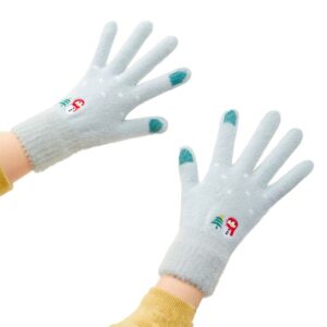 Bicycle accessory Hurtel  Women's winter telephone gloves with a snowman and a Christmas tree - green 