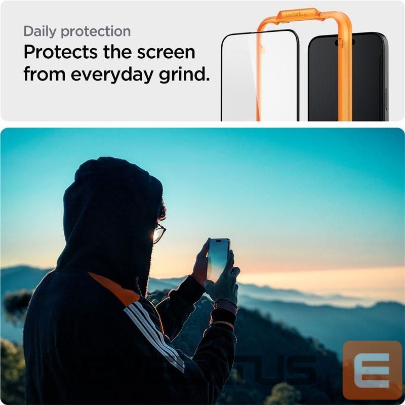 Aizsargstikls Spigen Spigen ALM Glass FC tempered glass for iPhone 15 - black 2 pcs.