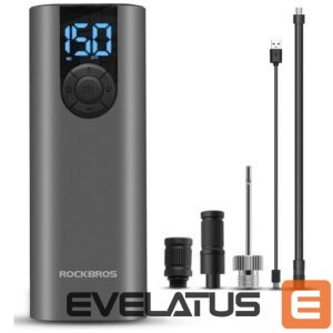 Bicycle accessory Rockbros  Rockbros 42720001001 Electric Bike Pump with LED Display + USB-C - USB-A Cable - Black 