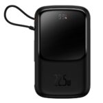Citas preces Baseus  [RETURNED ITEM] Baseus Qpow Digital Display powerbank with fast charging 10000mAh 22.5W QC/PD/SCP/FCP with built-in USB-C cable black 