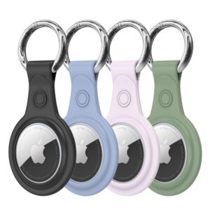 Smart tag aksesuārs Dux Ducis - Dux Ducis 4pcs set Silicone flexible cover keychain loop case for Apple AirTag (Black / Green / Pink / Blue) 