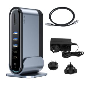 Parveidotājs Baseus  [RETURNED ITEM] Baseus multifunctional HUB 3x USB 3.2 Gen 1 / 2x USB 2.0 / 2x USB Type C / SD and micro SD card reader / AUX / 3x HDMI / RJ45 1Gbps Power Delivery 100W (EU / CN / UK plugs) gray (CAHUB-DG0G) 