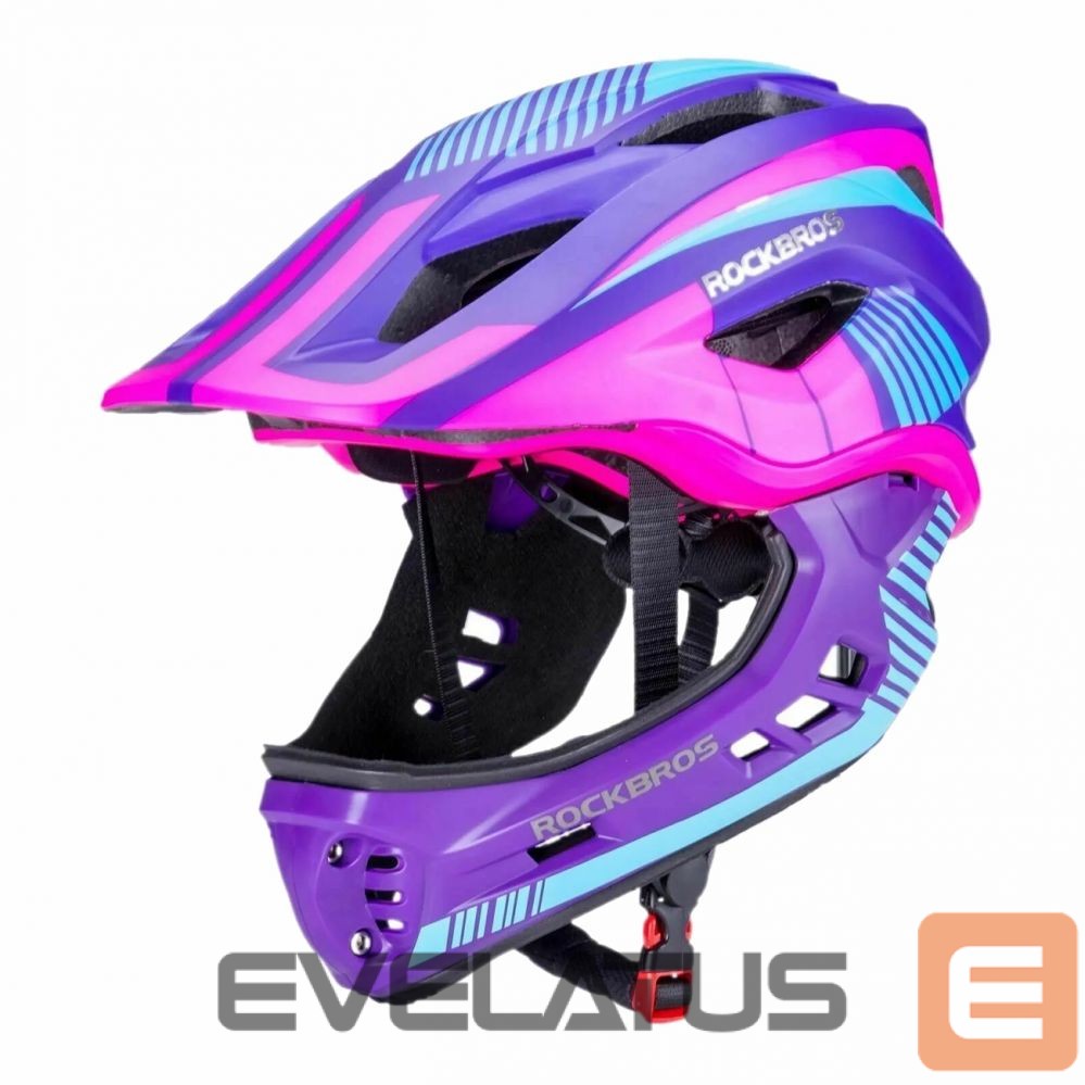 Cita prece Rockbros Rockbros TT-32SBPP-S children's bicycle helmet with detachable chinbar, size S - purple-pink