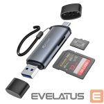 Flash drive Tech-Protect  Tech-Protect UltraBoost SD/micro SD card reader with USB-C/USB-A connectors - gray 