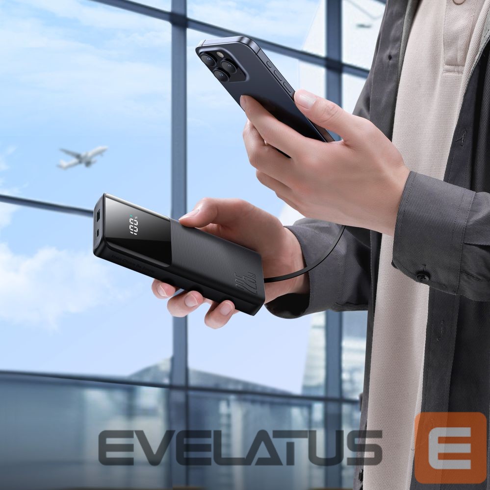 Ārējais akumulators Joyroom Joyroom JR-PBF19 22.5W 10000mAh Powerbank with Two Built-in Cables - Black