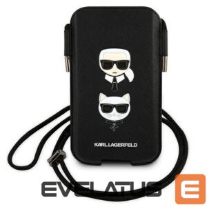 Nugarėlės dėklai Karl Lagerfeld  Karl Lagerfeld Saffiano Ikonik Karl&Choupette Head 6.7'' Bag - Black 