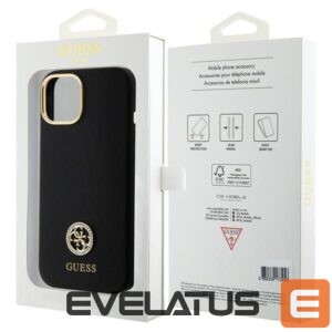 Nugarėlės dėklai Guess  Guess Silicone Logo Strass 4G Case for iPhone 15 - Black 