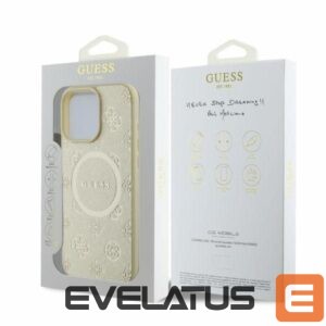 Nugarėlės dėklai Guess  Guess Saffiano Peony Classic Logo MagSafe case for iPhone 16 Pro - gold 