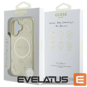 Nugarėlės dėklai Guess  Guess Saffiano Peony Classic Logo MagSafe case for iPhone 16 - gold 
